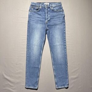 RE/DONE 90s High Rise Ankle Crop Jeans Womens 27 Straight Button Fly Made Turkey